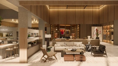 Rendering of the LIVING ROOM in Atwell Suites