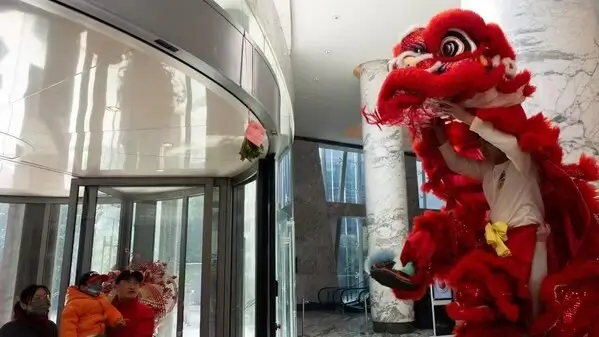 Lion Dance performing at the hotel entrance