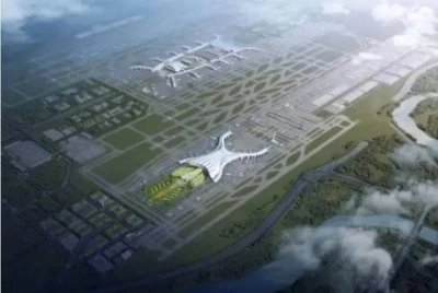 aerial view of  baiyun airport in guangzhou